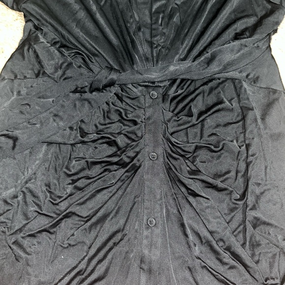 Diane Von Furstenberg DVF Jelissa Jersey Ruched Button Front LBD Dress Black XL - Picture 6 of 14